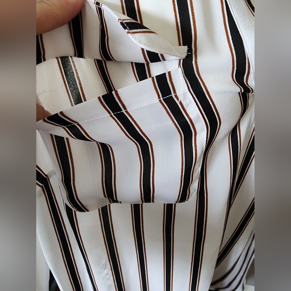 Worthington Women's Plus Tank Top Blouse Shirt Pockets Stripes Sheer Size 1x - Picture 4 of 8